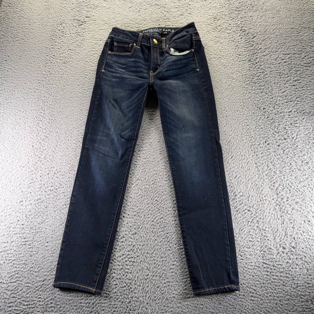 American Eagle Outfitters Jeans Womens 2 Blue Cotton Denim Skinny Faded Stretch